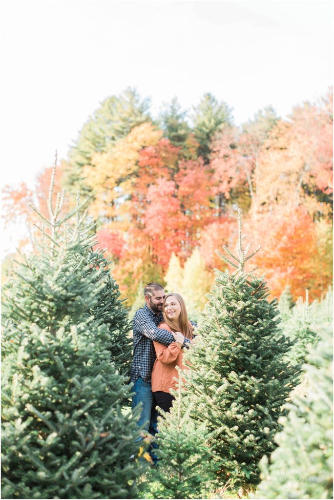Christmas Tree Farm Engagement Session Litchfield, New Hampshire